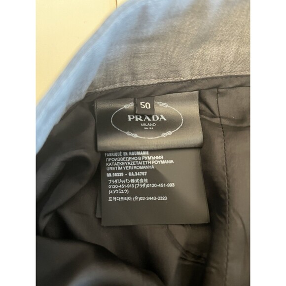 Prada Milano Virgin Wool Designer Dress Pants Men’s 34x26 Gray Cuffed Italian - Picture 7 of 13